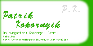 patrik kopornyik business card